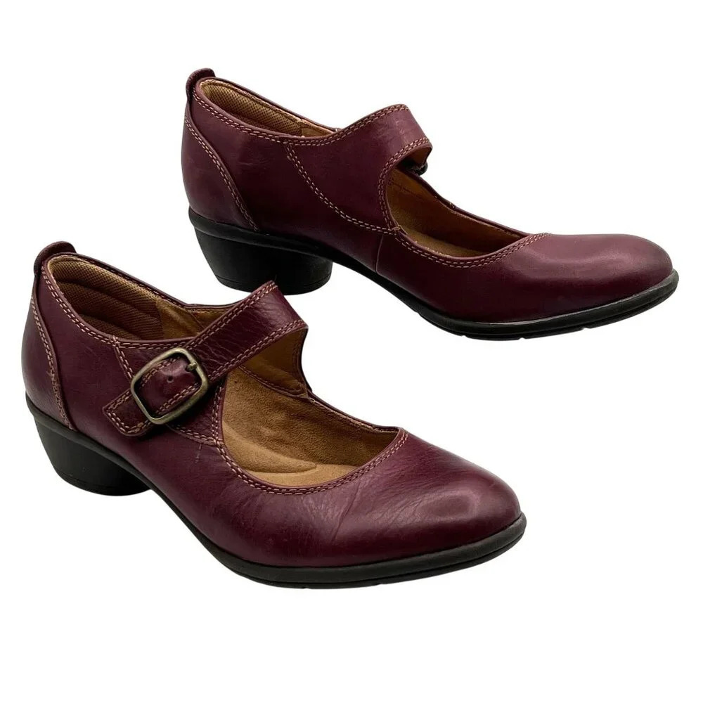 Comfortiva Womens 8.5M Burgundy Leather Mary Jane Shoes Pillowtop Memory Foam - Picture 2 of 15